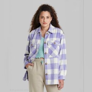 Wild Fable Purple Lavender Lilac Plaid Flannel Shackle Shirt Jacket